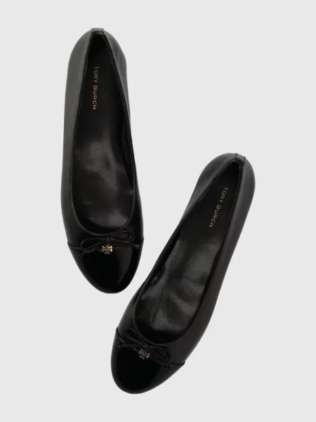 Tory Burch balerini de piele CAP-TOE BALLET negru