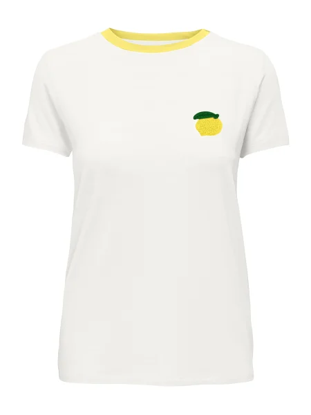 ONLY Tricou ONLHEART galben citron / verde închis alb