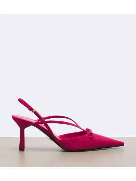Pantofi cu toc Prada din piele de căprioară slingback roz