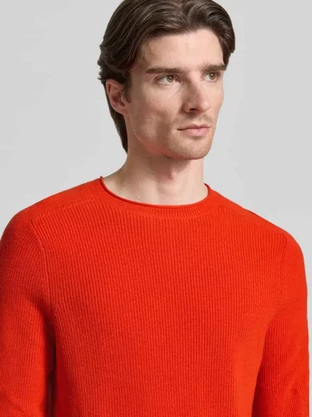Sweter z dzianiny z mieszanki bawełny i kaszmiru z prążkowanymi wykończeniami Ftc Cashmere czerwony