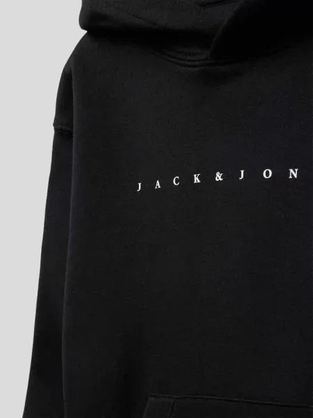 Bluza z kapturem z nadrukiem z logo Jack & Jones czarna