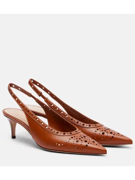 Pantofi cu toc Gianvito Rossi din piele slingback maro