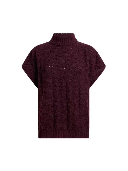 Lniany sweter z golfem Etro czerwony
