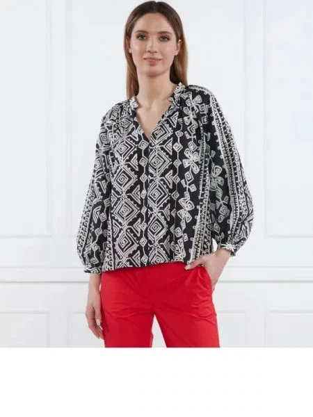 Marella Bluză ISTRICE cu adaos de mătase negru