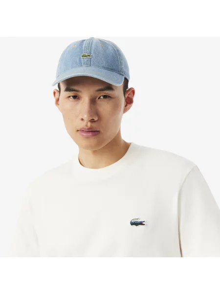 Lacoste Koszulka Z Grubego Dżerseju Landscape Crocodile biały