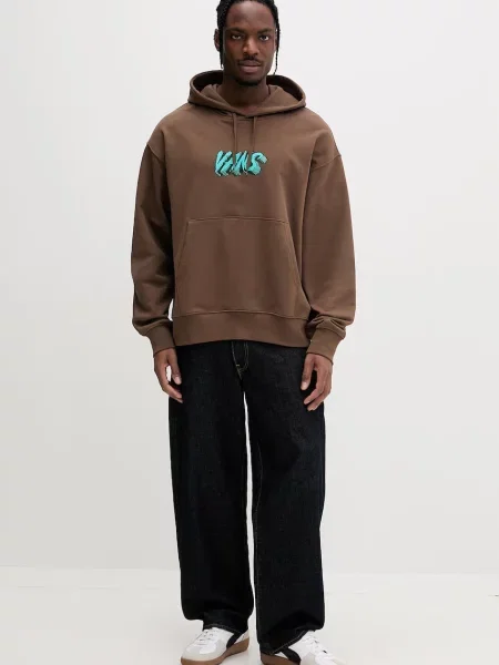 Vans pulover s kapuco bombažen rjava