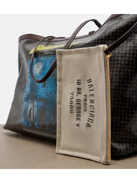 Кожена шопинг чанта Balenciaga черно