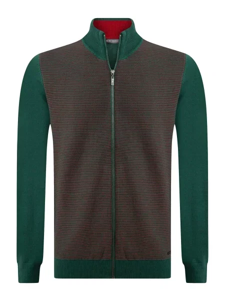 Jacey Quinn Geacă tricotată verde iarbă / roșu negru