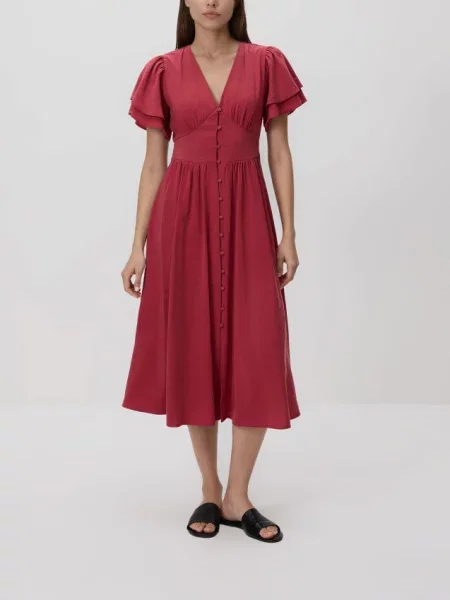 Reserved Сукня міді з модальним принтом червоний