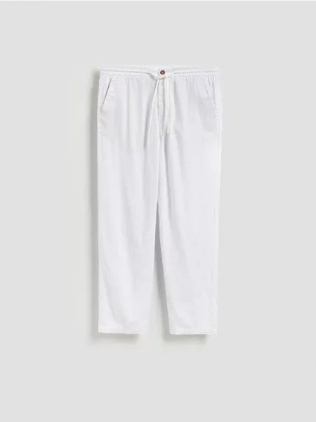 Reserved Pantaloni carrot cu conținut ridicat de in alb