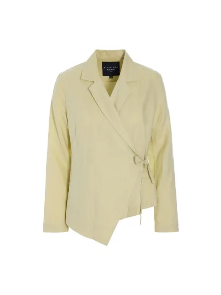 Lniana marynarka Bitte Kai Rand asymetryczna beżowa