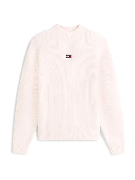 Tommy Jeans pulover din amestec de lână cu turtleneck roz