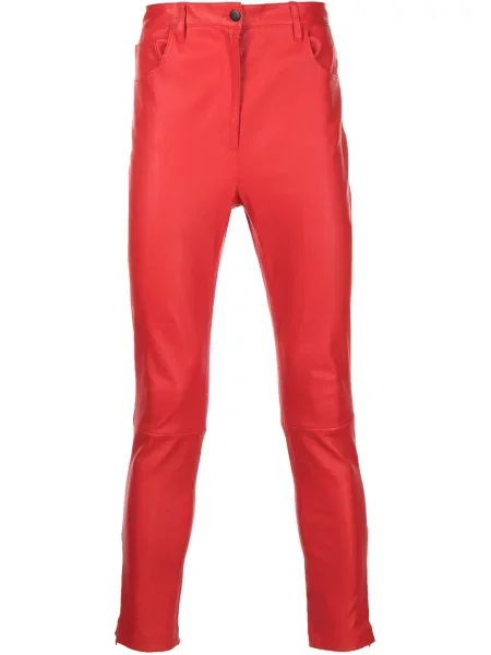 Pantaloni Romeo Hunte din piele roșu