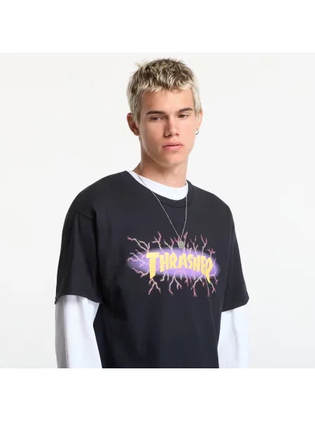 Tricou Thrasher Lightning T-Shirt Black S negru