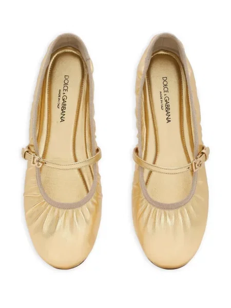 Kožne balerinke Dolce & Gabbana zlatna