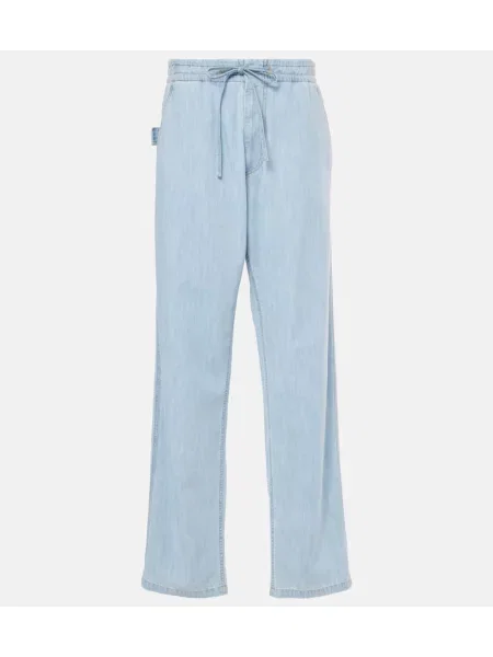 Džínsy Bottega Veneta s vysokým pásom modrá