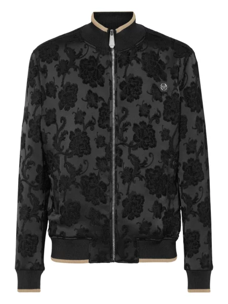 Geacă bomber Philipp Plein cu model floral din jacard negru