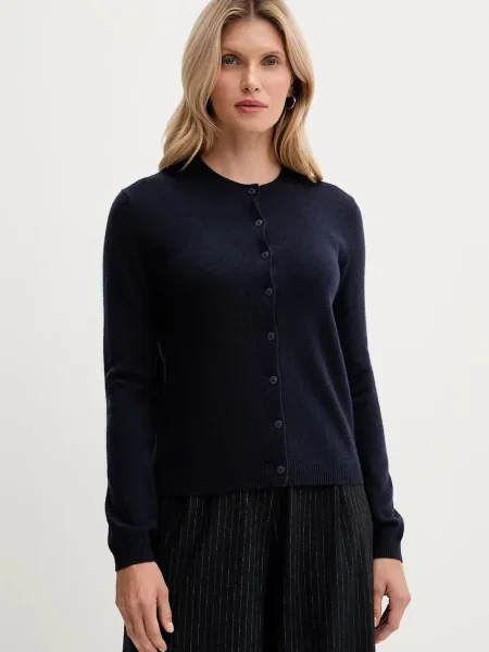 Жилетка с вълна United Colors of Benetton от лека материя тъмносиньо