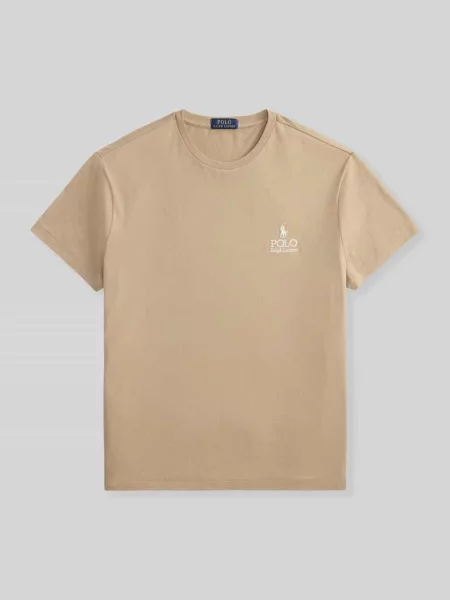 T-shirt o kroju relaxed fit z czystej bawełny z wyhaftowanym logo Polo Ralph Lauren beżowa