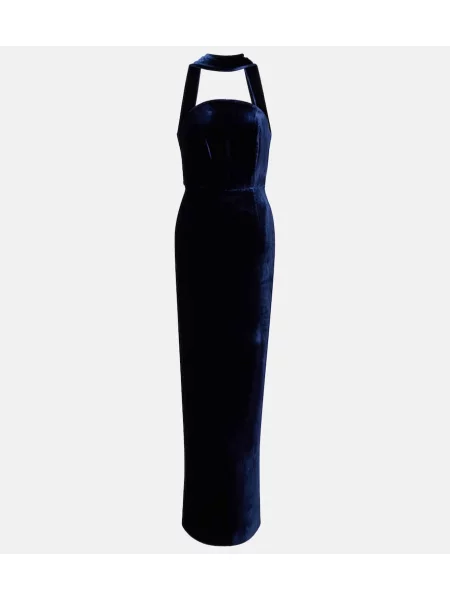 Rochie Roland Mouret de catifea albastru