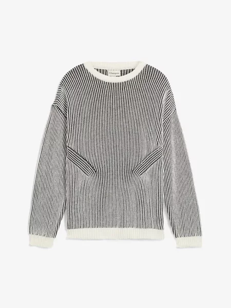 Sweter z prążkowanej dzianiny z mieszanki bawełny luźny krój czarny