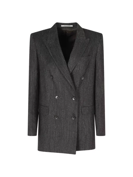 Sacou Tagliatore cu model herringbone cu două rânduri de nasturi gri