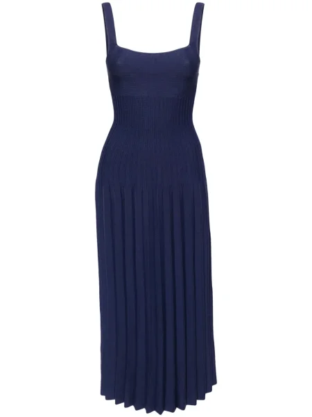 Rochie midi Staud plisată până la genunchi de costum albastru