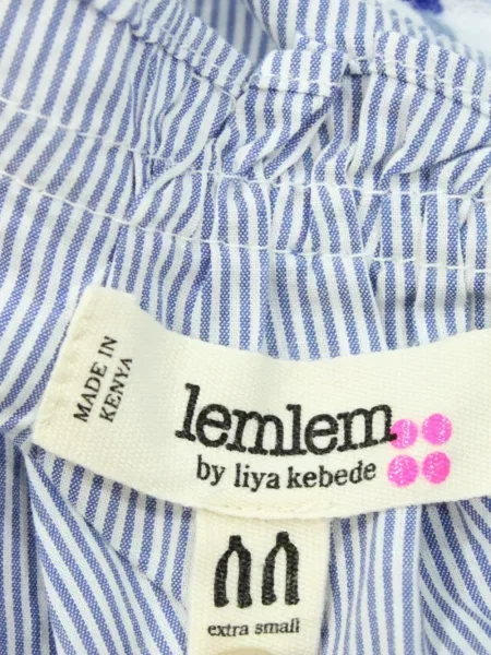 Bluză Lemlem cu broderie cu dungi albastru