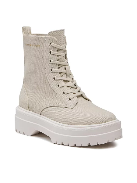 Plátěné kozačky Tommy Hilfiger béžové