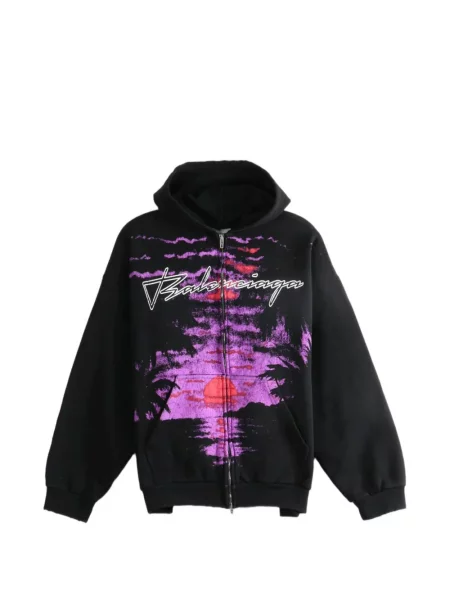 Hanorac cu glugă Balenciaga cu imagine negru