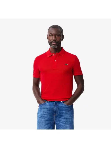 Lacoste Koszulka Polo Slim Fit Petit Piqué czerwona