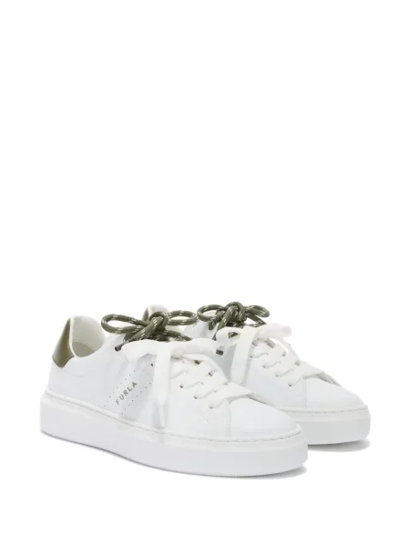 Sneakerși Furla cu șireturi din dantelă alb