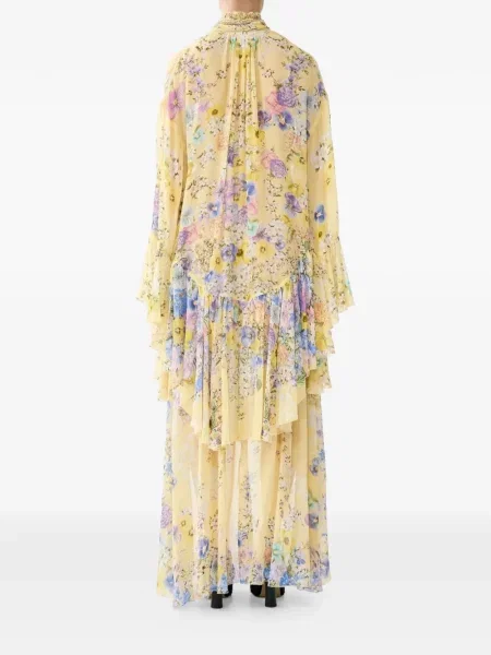 Rochie Camilla cu model floral cu imagine de costum galben