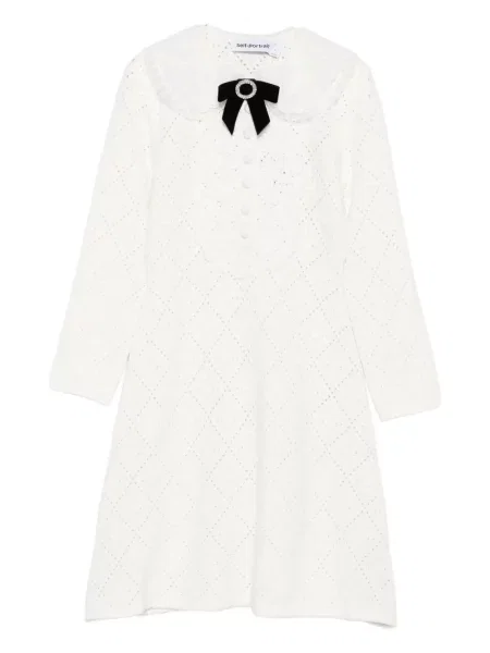 Rochie mini Self-portrait cu funde de costum alb