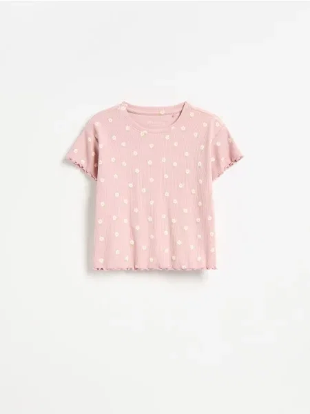 Reserved Tricou cu conținut ridicat de roz-pudră roz