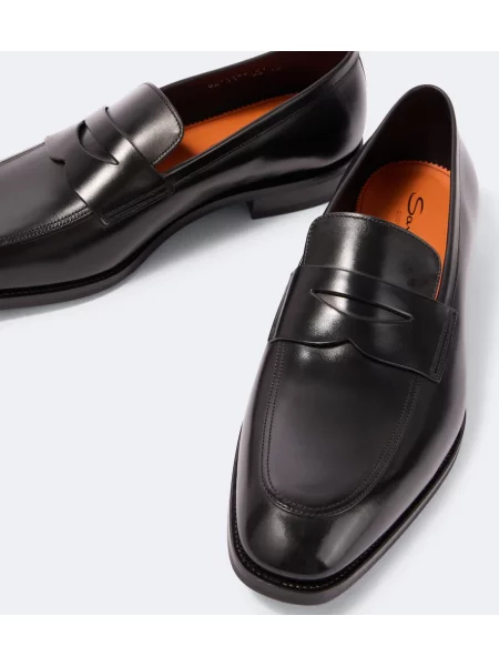 Pantofi loafer Santoni din piele negru