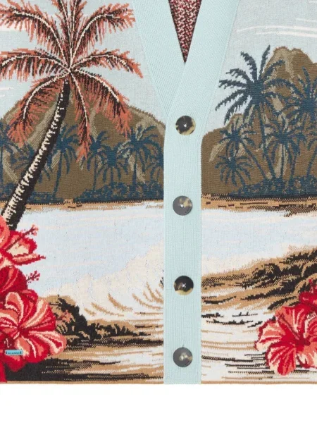 Cardigan Alanui cu imagine cu imprimeu tropical albastru
