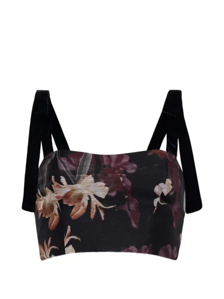 Top Cara Cara cu model floral cu imagine negru