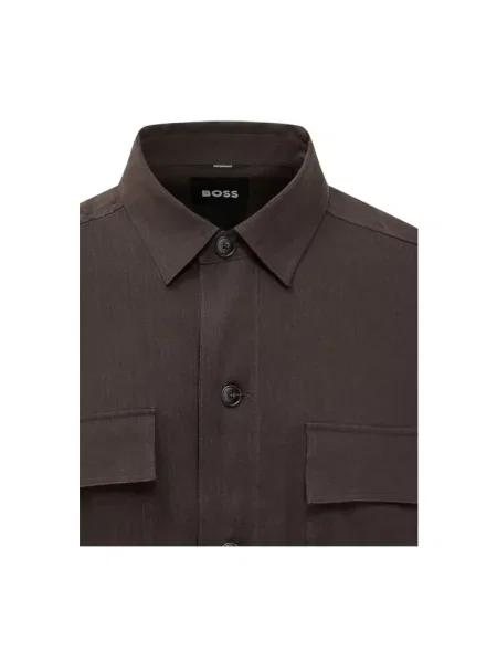 Boss Koszula Cai Comfort Fit Z Lnem braun brązowa