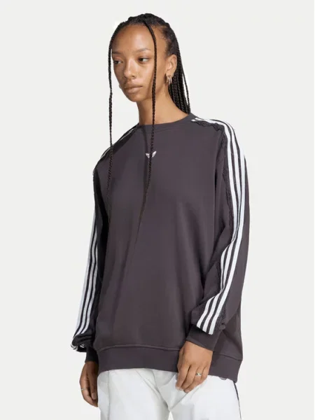 Adidas Hanorac Lace 3 Stripes Crew maro
