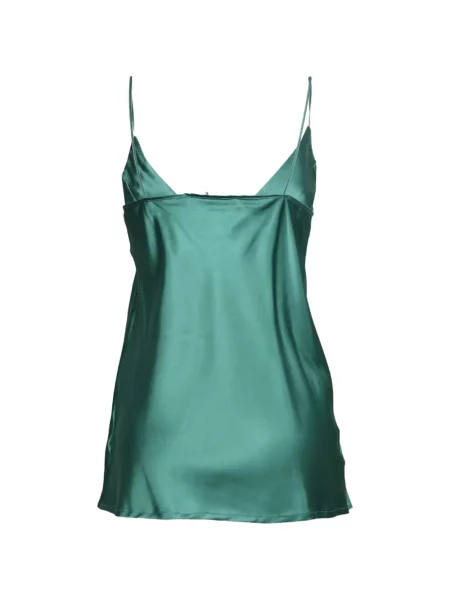 Top Solotre din satin cu decolteu în V verde
