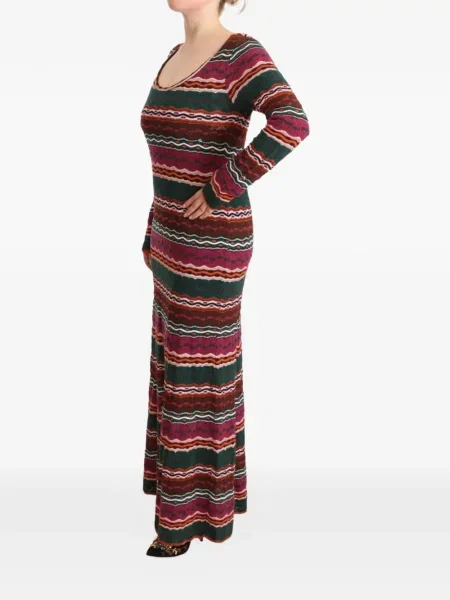 Rochie maxi Missoni cu dungi tricotate verde