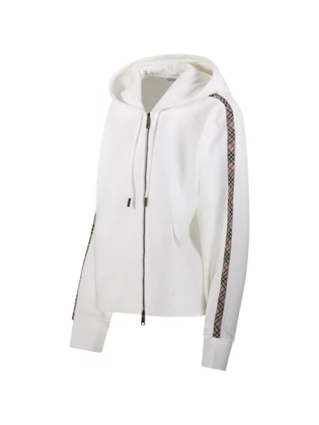 Hanorac cu glugă Burberry în carouri alb
