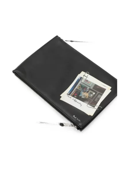 Torba Paul Smith skórzana z nadrukiem czarna