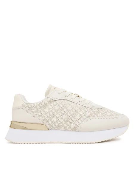 Kožené tenisky Tommy Hilfiger CHIC MONOGRAM RUNNER béžová
