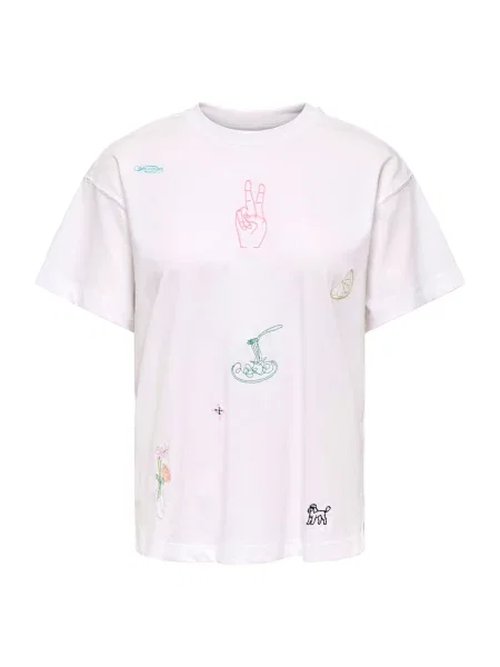 ONLY Tricou ONLEMMINA galben lămâie / verde / roșu alb