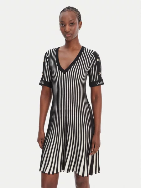 Liu Jo Pletena haljina Maglia / bijela crna