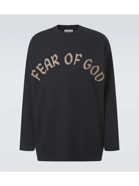 Tricou Fear Of God din jerseu cu autograf negru