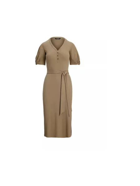 Sukienka midi Lauren Ralph Lauren beżowa