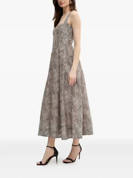 Sukienka midi Bardot z nadrukiem w panterkę do kolan